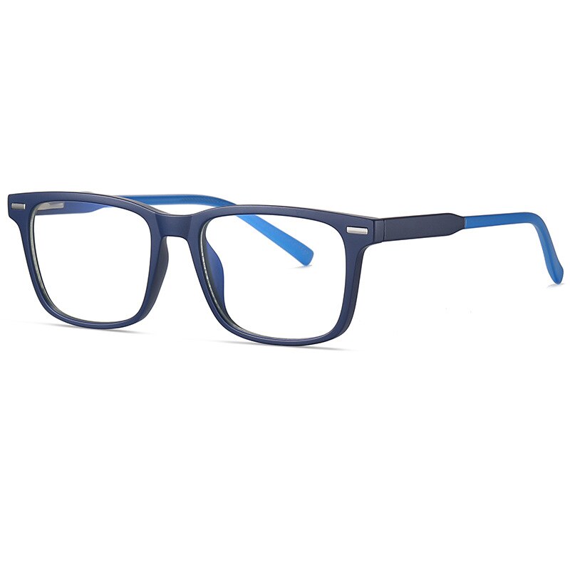 CCspace Unisex Full Rim Square Tr 90 Titanium Eyeglasses 55256 Full Rim CCspace MatteBlue CHINA 