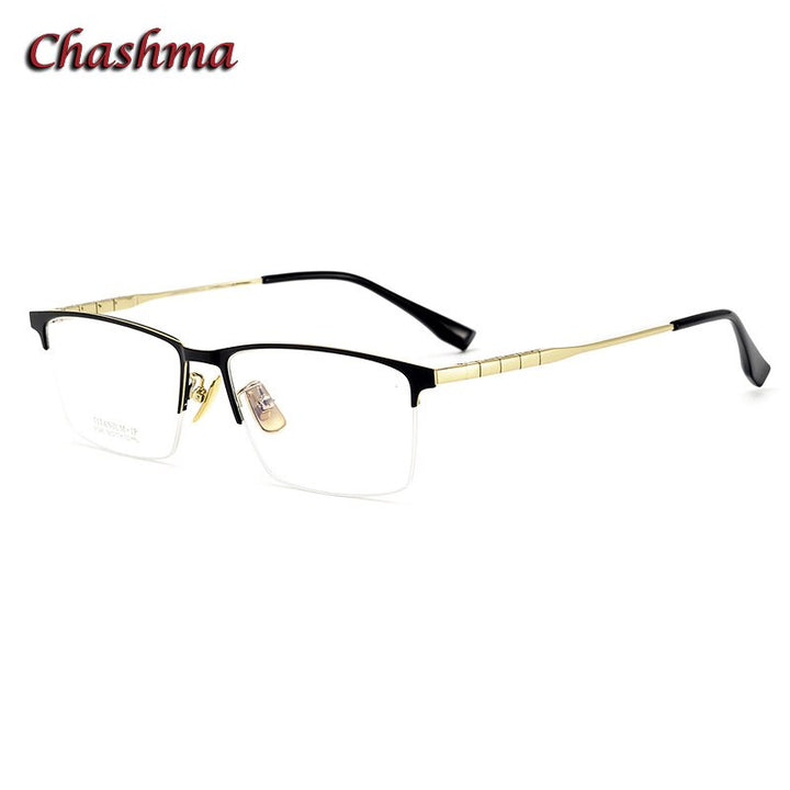 Chashma Ochki Men's Full Rim Square Titanium Eyeglasses 91036 Full Rim Chashma Ochki   