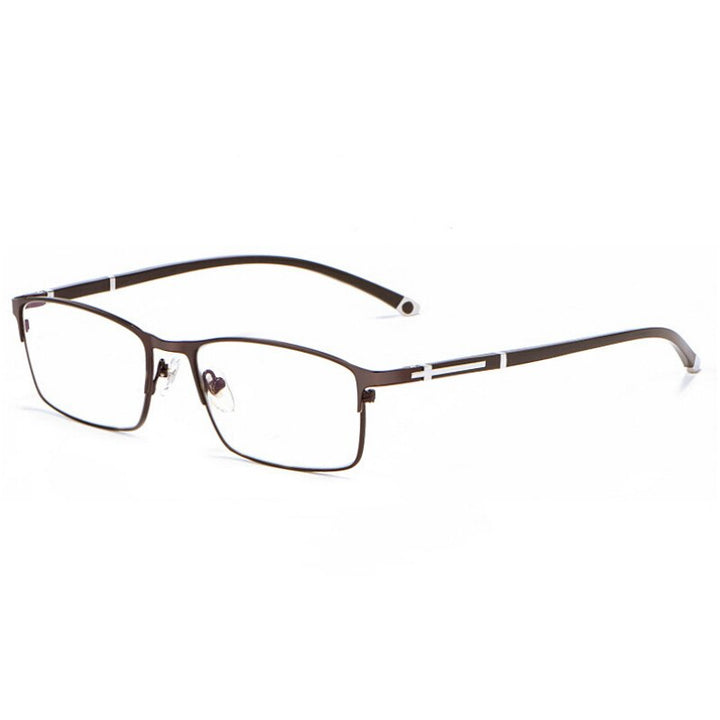 KatKani Unisex Full Rim Square Alloy Eyeglasses P9211 Full Rim KatKani Eyeglasses Full-Coffee  