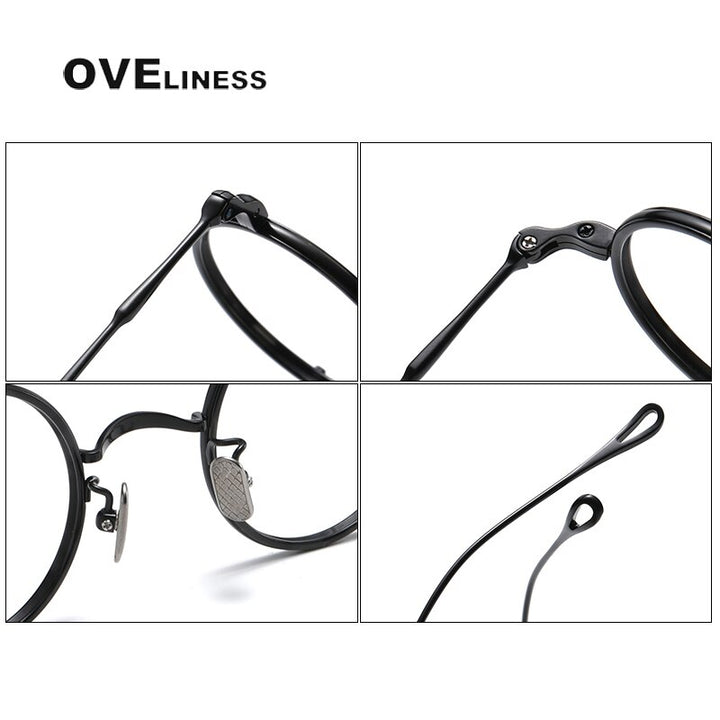 Oveliness Unisex Full Rim Round Titanium Eyeglasses V8 Full Rim Oveliness   