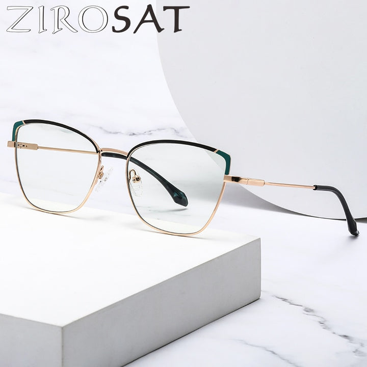 Zirosat Women's Full Rim Square Cat Eye Alloy Eyeglasses 8618 Full Rim Zirosat   