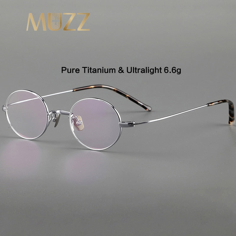 Muzz Unisex Full Rim Small Round Titanium Eyeglasses 103-503 Full Rim Muzz   