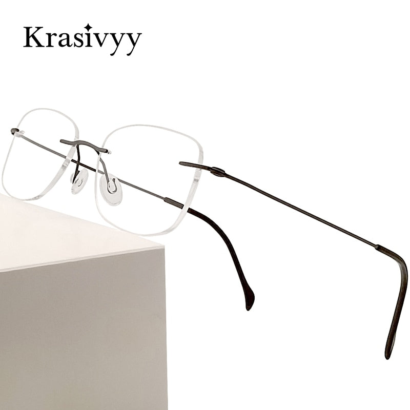 Krasivyy Unisex Rimless Round Square Screwless Titanium Eyeglasses Kr16009 Rimless Krasivyy   