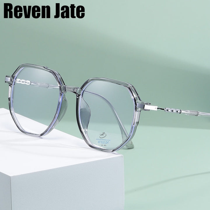 Reven Jate Unisex Full Rim Polygon Oval Tr 90 Eyeglasses 81240 Full Rim Reven Jate   