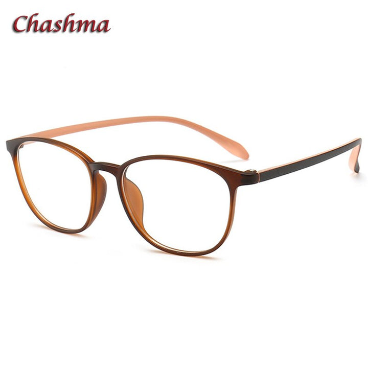 Chashma Unisex Full Rim Round TR 90 Titanium Frame Eyeglasses Full Rim Chashma Brown  