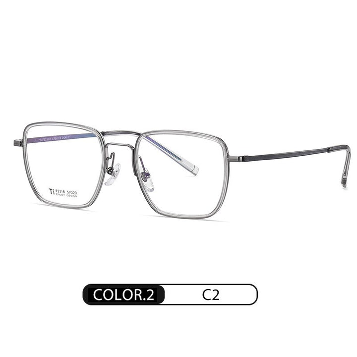 Bclear Unisex Full Rim Irregular Square Titanium Acetate Eyeglasses Nwd2318 Full Rim Bclear Transparent grey  