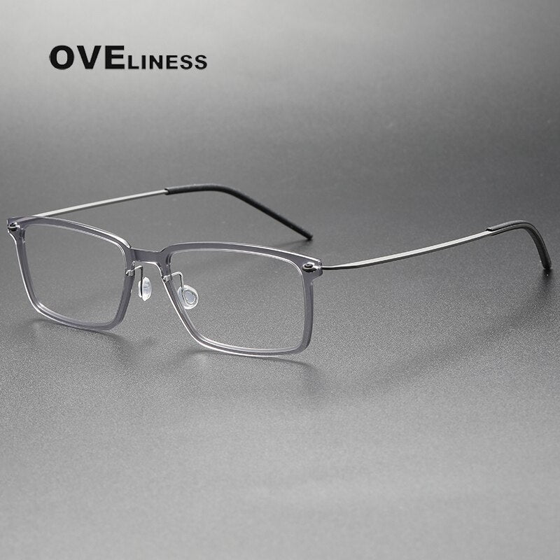 Oveliness Unisex Full Rim Square Acetate Titanium Eyeglasses 6528 Full Rim Oveliness light grey  