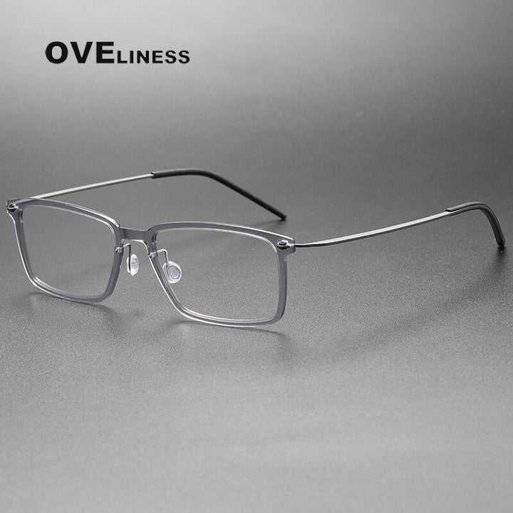 Oveliness Unisex Full Rim Square Acetate Titanium Eyeglasses 6528 Full Rim Oveliness light grey  