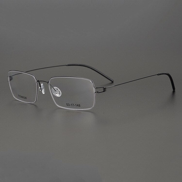 Muzz Men's Full Rim Square Titanium Alloy Screwless Frame Eyeglasses 3in3 Full Rim Muzz Small Square Black  