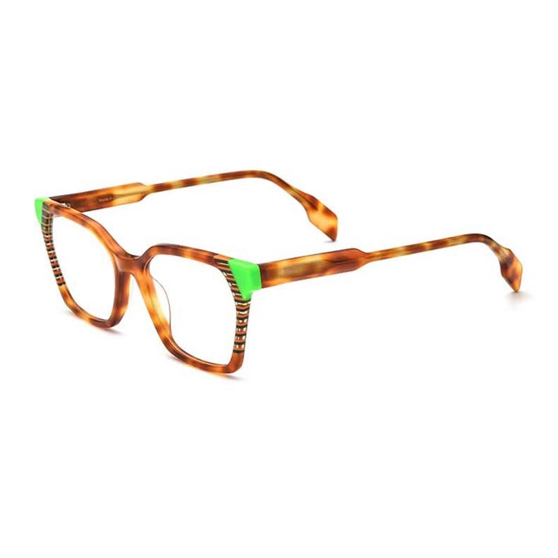 CCSpace Unisex Full Rim Square Acetate Eyeglasses 55167 Full Rim CCspace Leopad China 