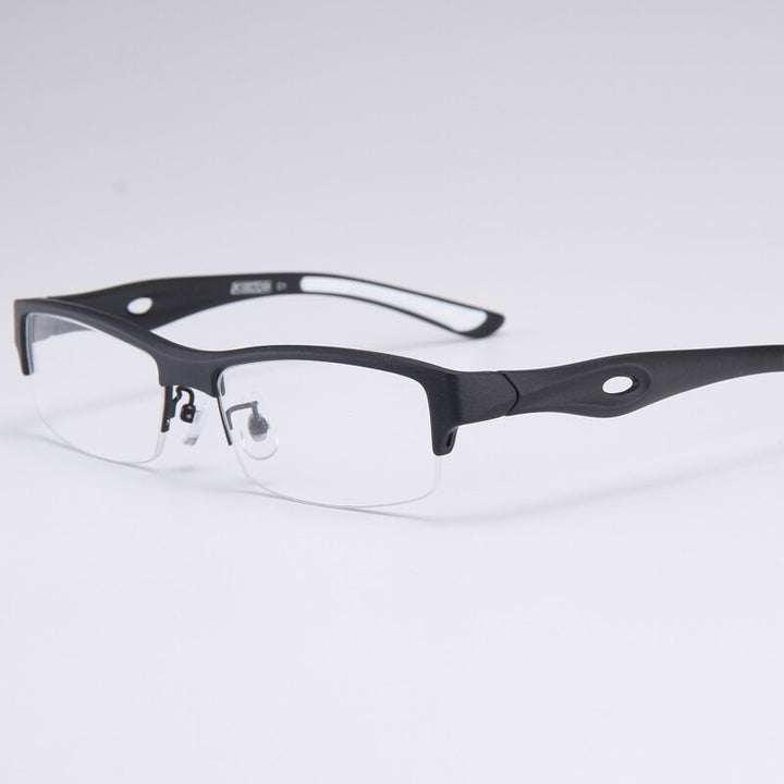 Bclear Men's Semi Rim Rectangle Tr 90 Sport Eyeglasses My1077 Semi Rim Bclear Black white  