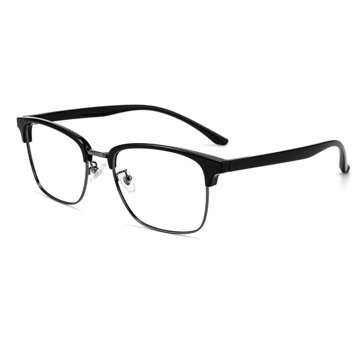 Cubojue Unisex Full Rim Oversized Wide Square Acetate Alloy Frame Eyeglasses 3513 Full Rim Cubojue matte black grey  