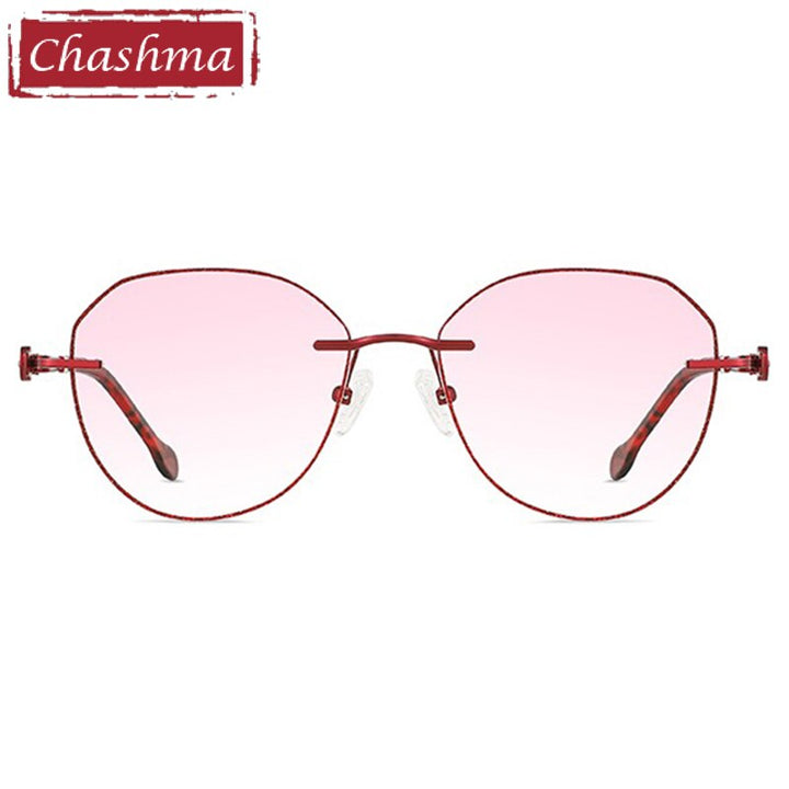 Chashma Women's Rimless Diamond Cut Titanium Round Frame Eyeglasses 2387 Rimless Chashma   