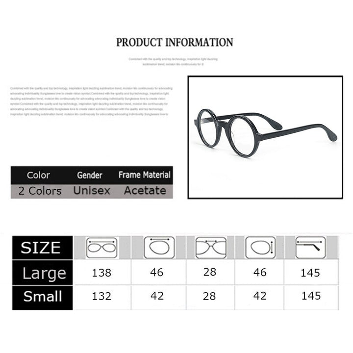 Cubojue Unisex Full Rim Round 42mm 46mm Acetate Hyperopic Reading Glasses Reading Glasses Cubojue   