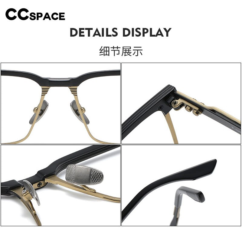 CCSpace Men's Full Rim Square Titanium Eyeglasses 55037 Full Rim CCspace   