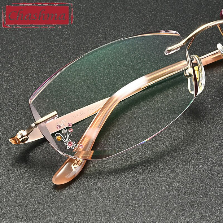 Chashma Women's Rimless Rectangle Titanium Eyeglasses 10139 Rimless Chashma   
