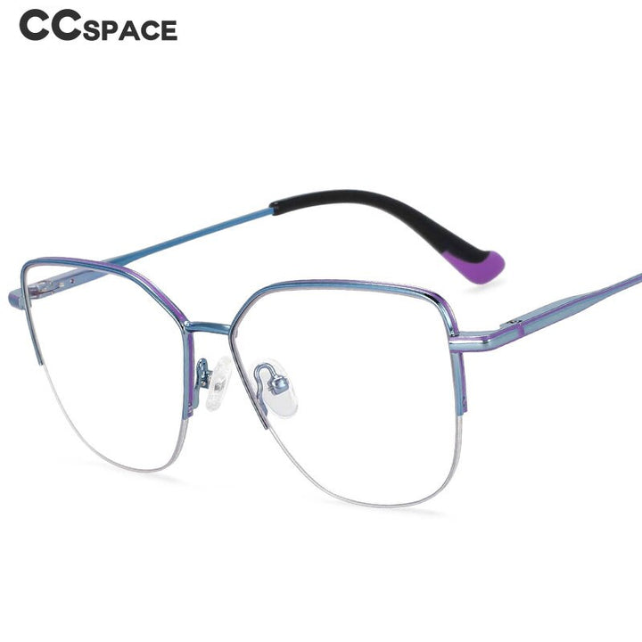 CCSpace Unisex Semi Rim Square Alloy Frame Eyeglasses 54468 Semi Rim CCspace   