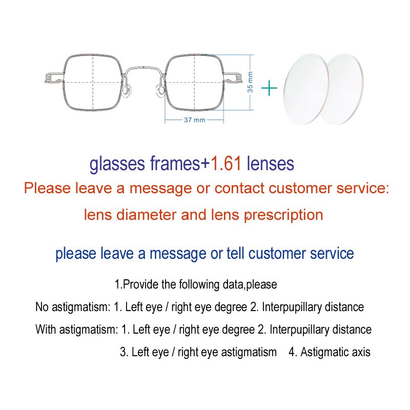 Yujo Unisex Full Rim Small Handcrafted Square Stainless Steel Eyeglasses Customized Lens Options Full Rim Yujo C4 China 