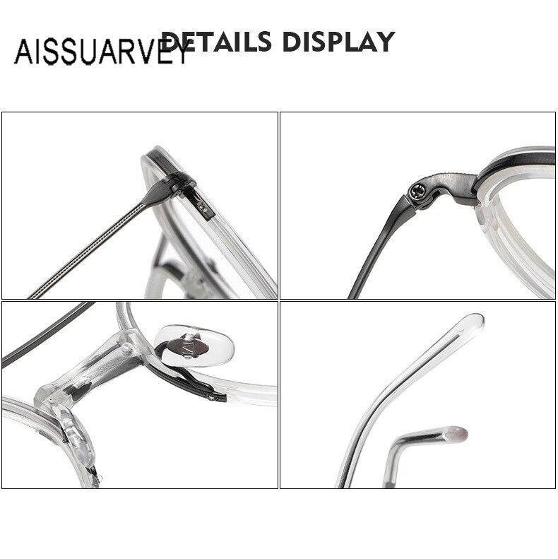 Aissuarvey Men's Eyeglasses Titanium Ip Acetate Double Bridge Full Rim 13.3g Full Rim Aissuarvey Eyeglasses   