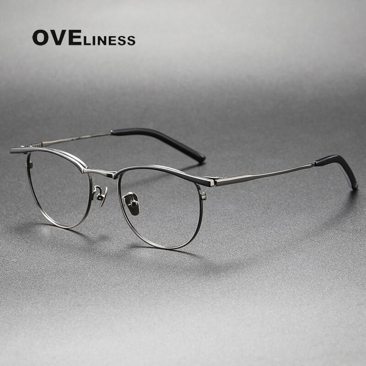 Oveliness Unisex Full Rim Square Acetate Titanium Eyeglasses S115t Full Rim Oveliness black gun  