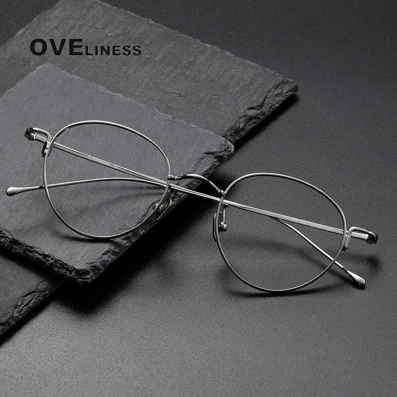 Oveliness Unisex Full Rim Round Titanium Eyeglasses 164 Full Rim Oveliness   
