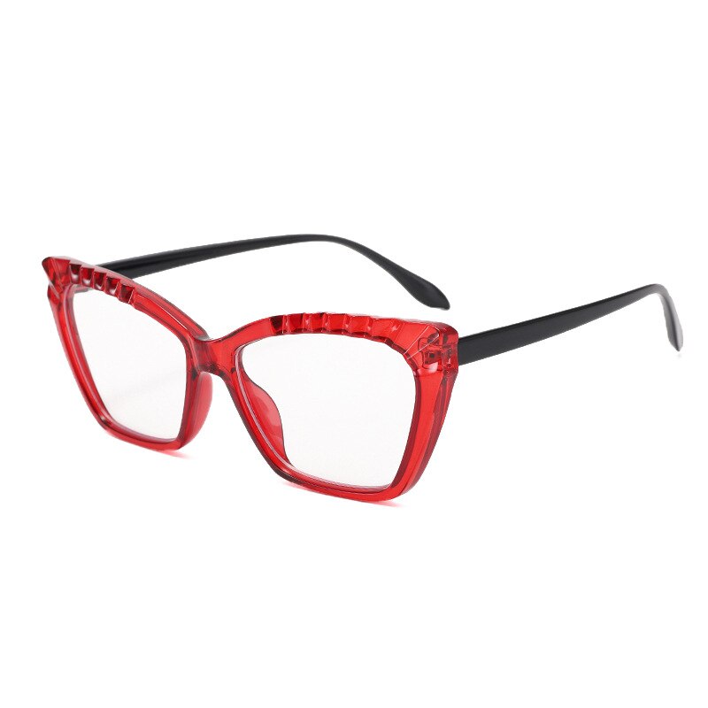 CCSpace Women's Full Rim Square Cat Eye Tr 90 Titanium Eyeglasses 55315 Full Rim CCspace China Red 