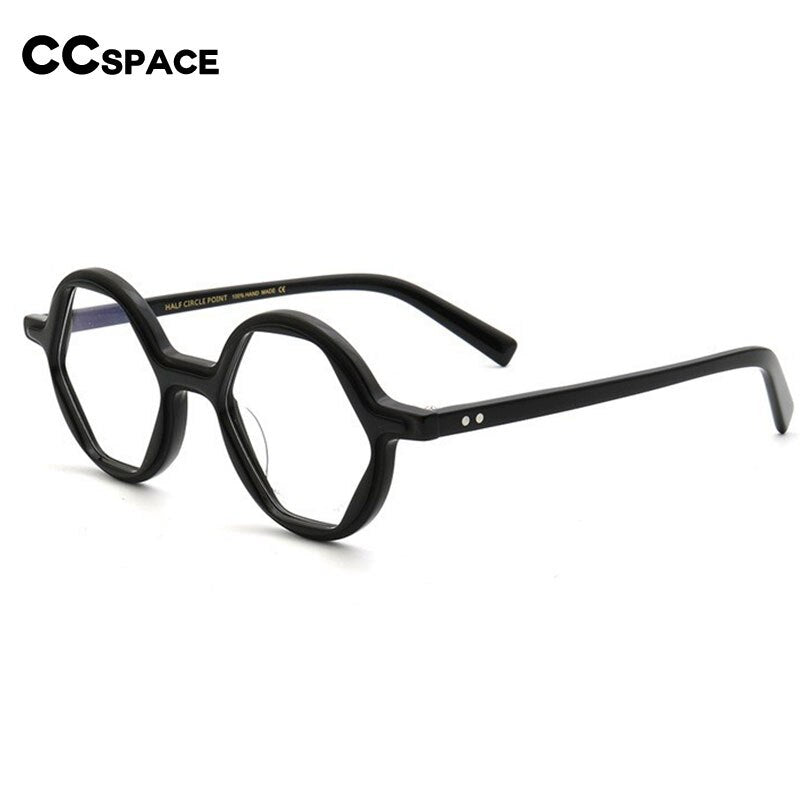 CCSpace Unisex Full Rim Round Acetate Eyeglasses 55878 Full Rim CCspace   