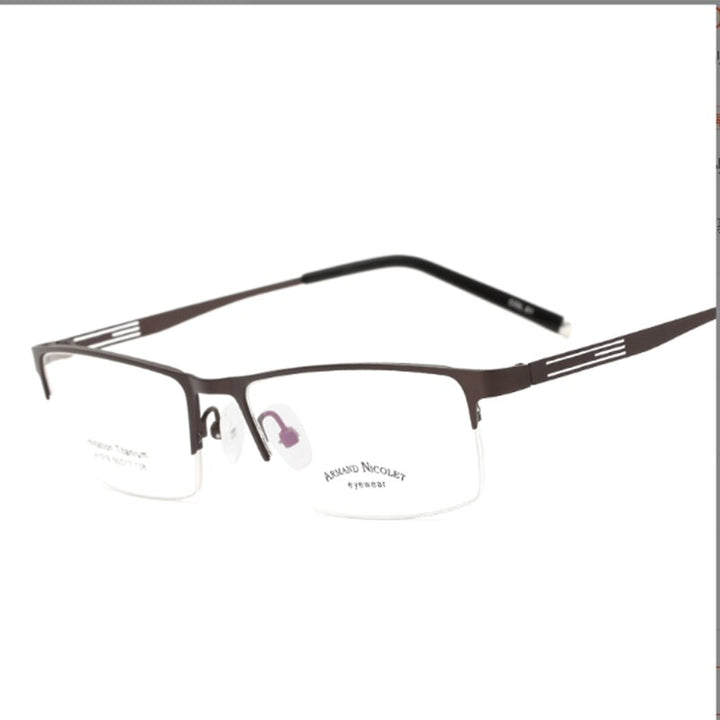 Handoer Unisex Semi Rim Rectangle Titanium Eyeglasses A1518 Semi Rim Handoer Auburn  