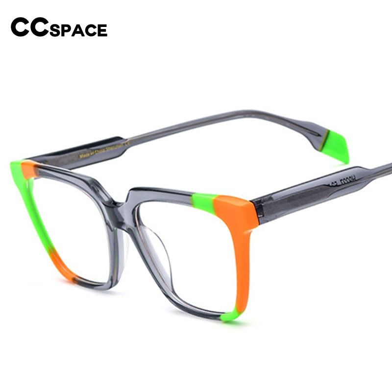 CCSpace Unisex Full Rim Square Acetate Eyeglasses 53341 Full Rim CCspace   