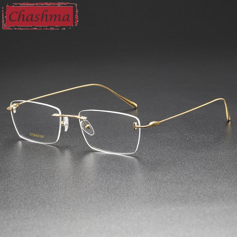 Chashma Ottica Unisex Rimless Square Titanium Eyeglasses 5678 Rimless Chashma Ottica   
