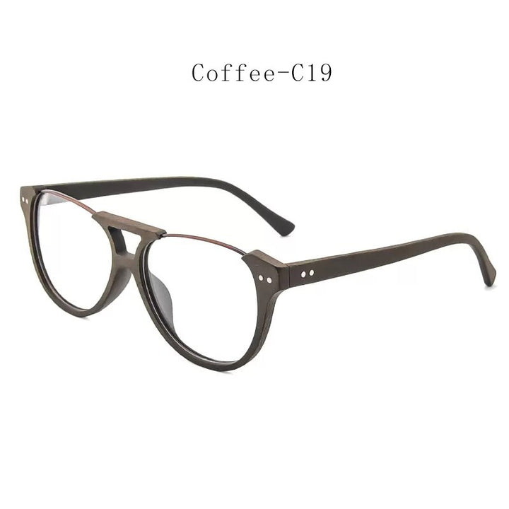 Hdcrafter Unisex Full Rim Square Double Bridge Wood Alloy Eyeglasses Ft5356 Full Rim Hdcrafter Eyeglasses Coffee-C19  