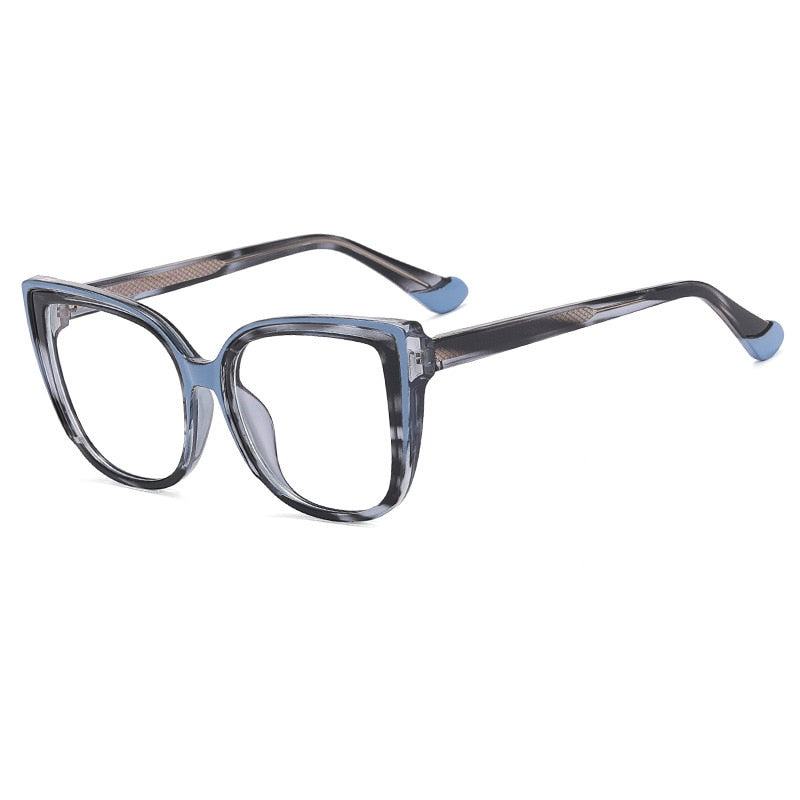 CCSpace Women's Full Rim Square Cat Eye Tr 90 Titanium Eyeglasses 55598 Full Rim CCspace Blue China 