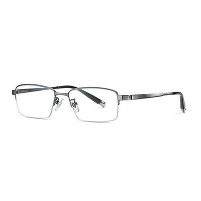 Ralferty Men's Semi Rim Rectangle Titanium Eyeglasses Semi Rim Ralferty China C31 Gun 