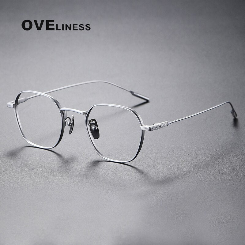 Oveliness Unisex Full Rim Irregular Square Titanium Eyeglasses 80808 Full Rim Oveliness silver  