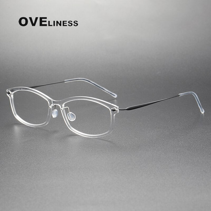 Oveliness Unisex Full Rim Square Screwless Acetate Titanium Eyeglasses 6512 Full Rim Oveliness transparent  