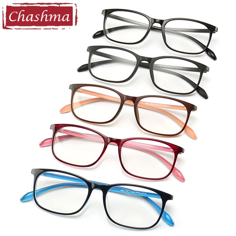 Chashma Unisex Full Rim Square TR 90 Resin Titanium Frame Eyeglasses 6056 Full Rim Chashma   