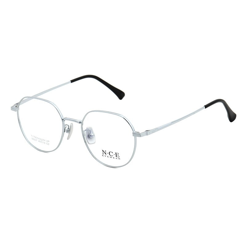 Zirosat Women's Full Rim Round Titanium Acetate Frame Eyeglasses 88307 Full Rim Zirosat silver  