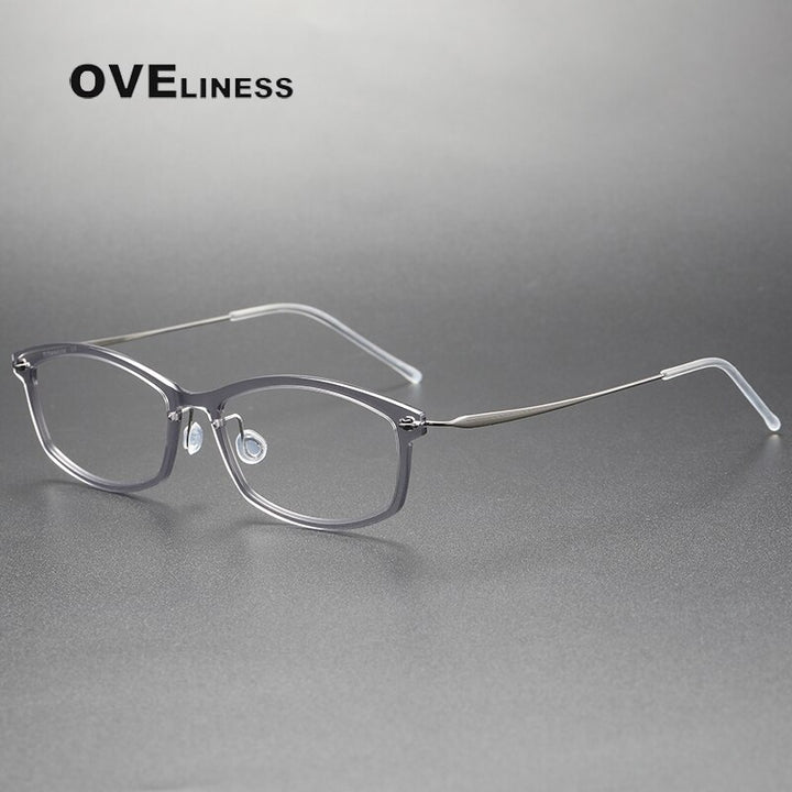 Oveliness Unisex Full Rim Square Screwless Acetate Titanium Eyeglasses 6512 Full Rim Oveliness grey  