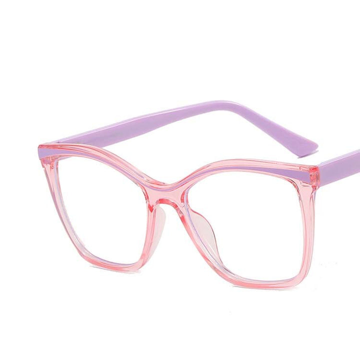 CCspace Women's Full Rim Square Cat Eye Tr 90 Titanium Eyeglasses 55169 Full Rim CCspace China PinkPurple 