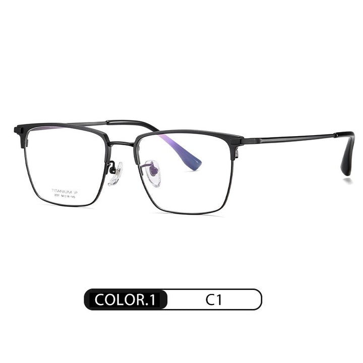 Hotochki Men's Full Rim Square Titanium Frame Eyeglasses Yj2037 Full Rim Hotochki C1  