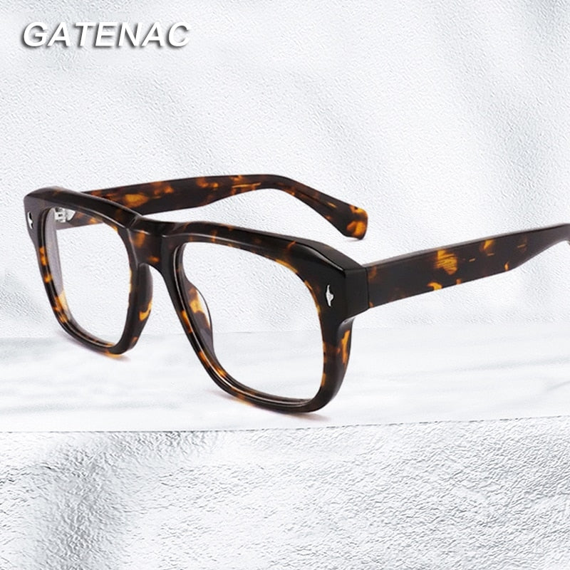 Gatenac Unisex Full Rim Square Acetate Frame Eyeglasses Gxyj772 Full Rim Gatenac   