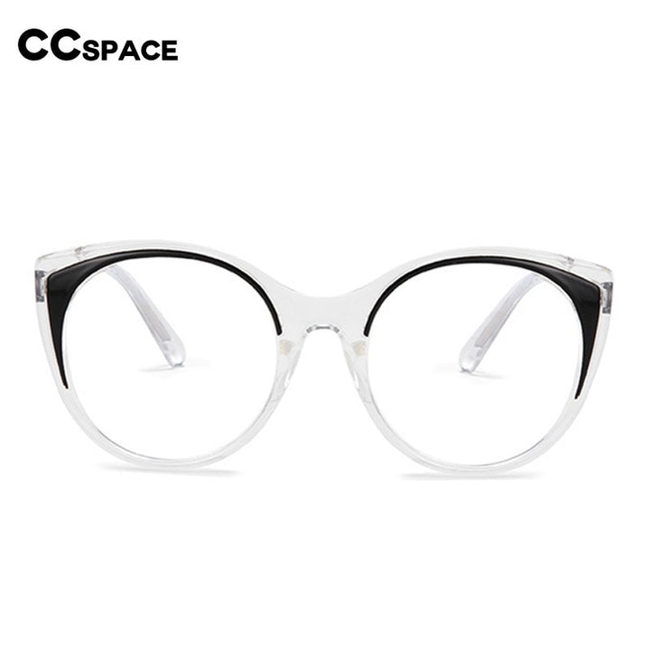 CCSpace Women's Full Rim Round Cat Eye Tr 90 Titanium Eyeglasses 56250 Full Rim CCspace   