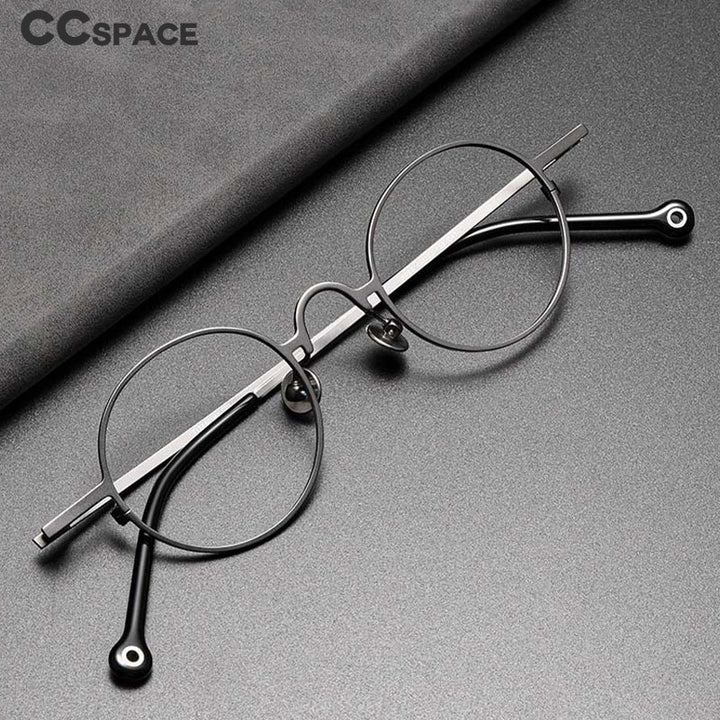 CCSpace Unisex Full Rim Round Titanium Alloy Eyeglasses 54909 Full Rim CCspace   