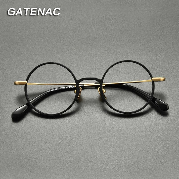 Gatenac Unisex Full Rim Round Titanium Eyeglasses Gxyj847 Full Rim Gatenac   