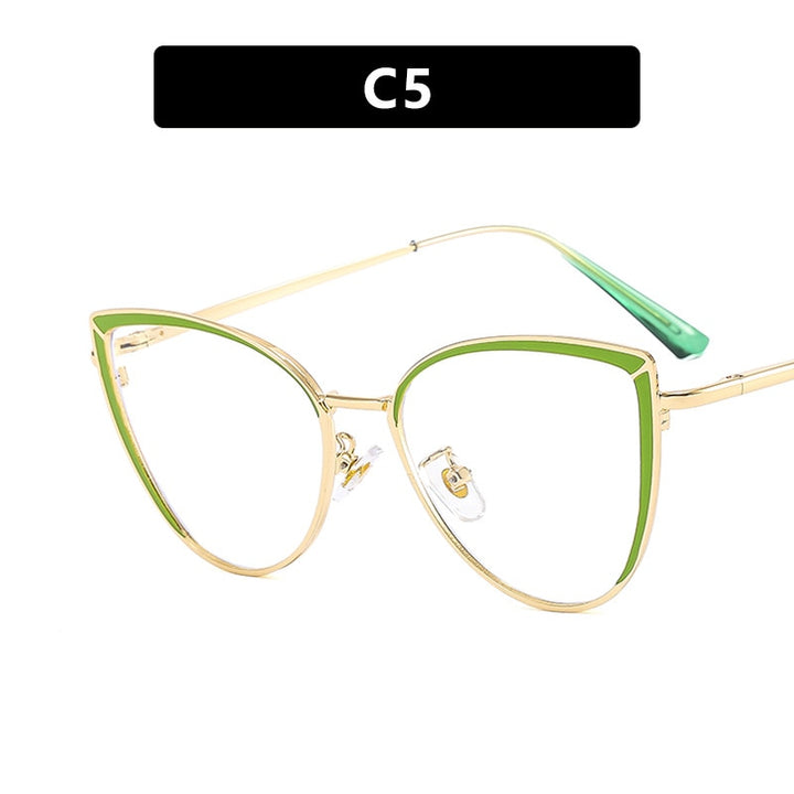 CCSpace Women's Full Rim Square Cat Eye Acetate Alloy Eyeglasses 54550 Full Rim CCspace China Green 