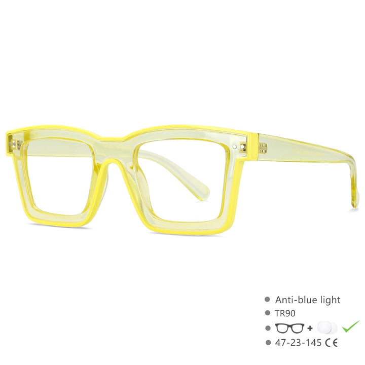 CCSpace Unisex Full Rim Square Punk Acetate Eyeglasses 55599 Full Rim CCspace China Yellow 