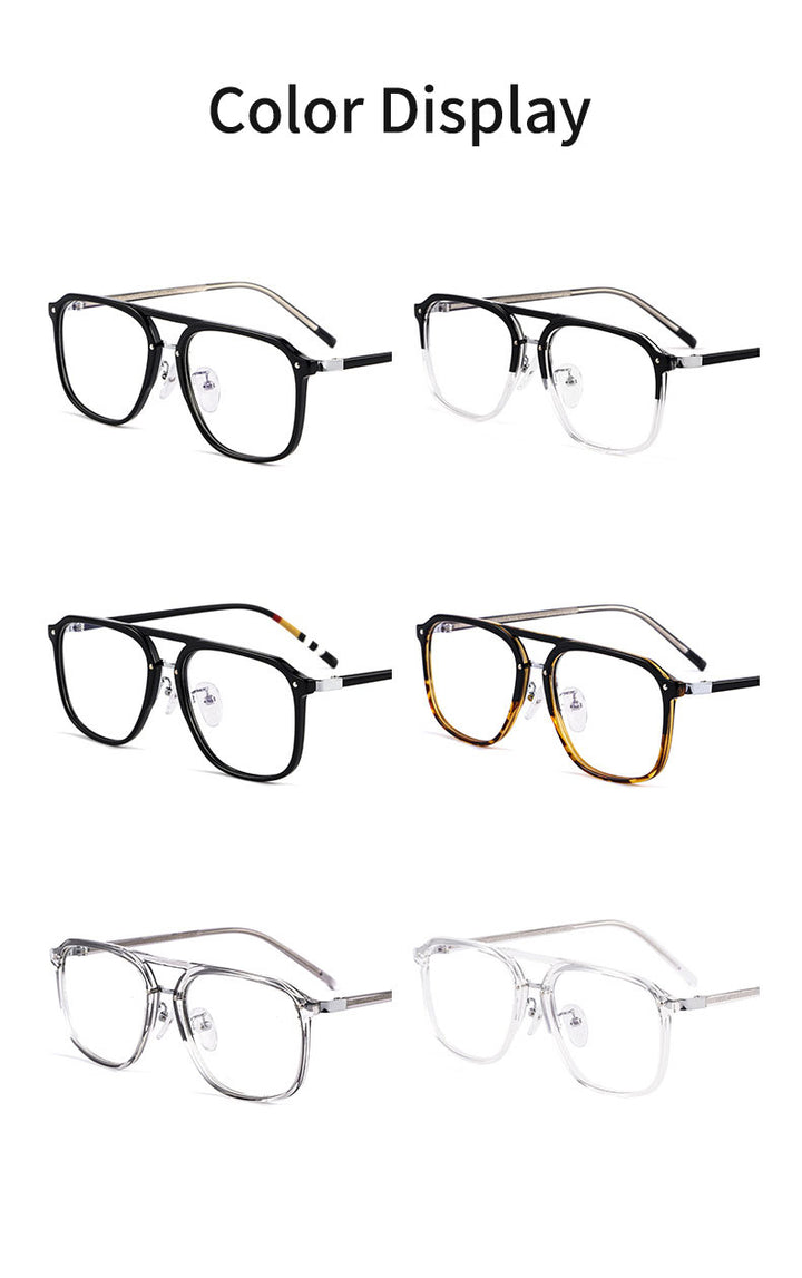 KatKani Unisex Full Rim Square Double Bridge Acetate Frame Eyeglasses Kbt98801 Full Rim KatKani Eyeglasses   