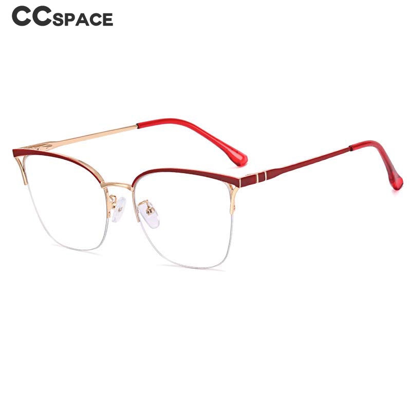 CCSpace Women's Full Rim Square Cat Eye Stainless Steel Acetate Eyeglasses 54825 Full Rim CCspace   