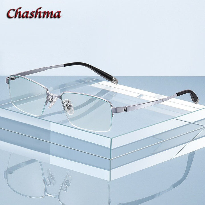 Chashma Ochki Men's Semi Rim Sqaure Titanium Eyeglasses 907 Semi Rim Chashma Ochki   
