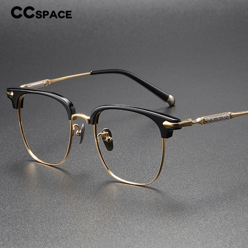 CCSpace Unisex Full Rim Square Titanium Alloy Eyeglasses 56404 Full Rim CCspace   